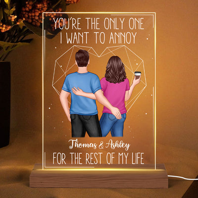 Back View Couple Touching The Only One Valentine‘s Day Anniversary Gift Personalized Rectangle Acrylic Plaque LED Lamp Night Light