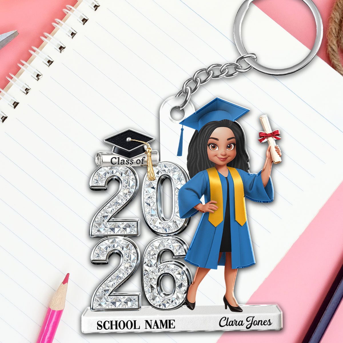 3D Shiny Effect Class Of 2026 2027 Senior - Personalized Acrylic Keychain - Gift For Graduates, Daughter, Son