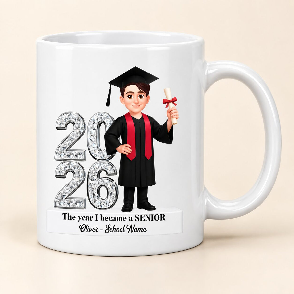 The Year I Became A Senior - Personalized Mug - Christmas Gift For Seniors, Daughter, Son, Granddaughters, Grandsons