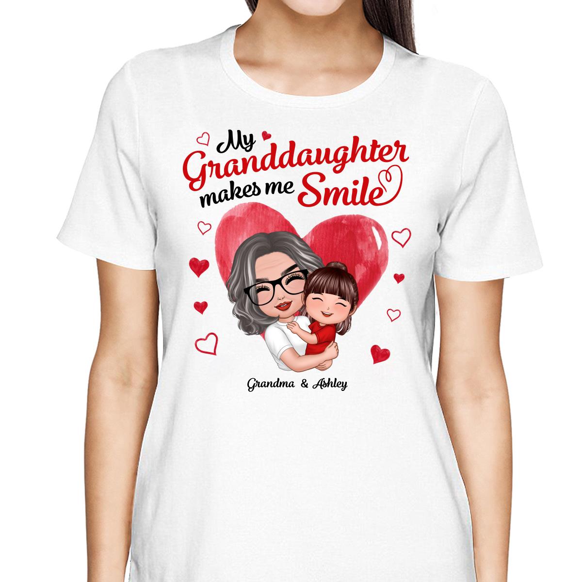 Doll Grandma Hugging Grandkid My Grandkids Make Me Smile Personalized Shirt