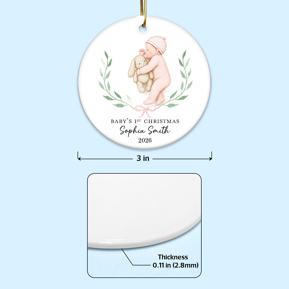 Baby’s First Christmas Sleeping Baby – Personalized Ceramic Ornament
