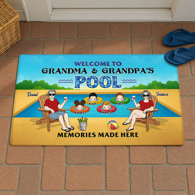Summer Welcome To Grandpa Grandma Grandparents Pool Personalized Doormat