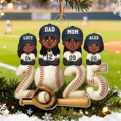 3D Effect Christmas Baseball Family Together We're A Team - Personalized Acrylic Ornament - Gift For Family