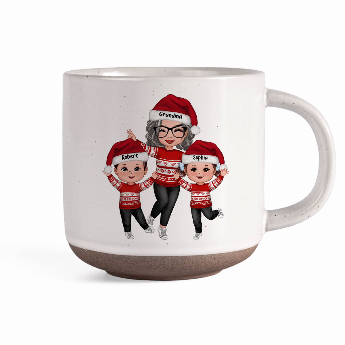 Happy Christmas Grandma Grandkids Personalized Pottery Mug