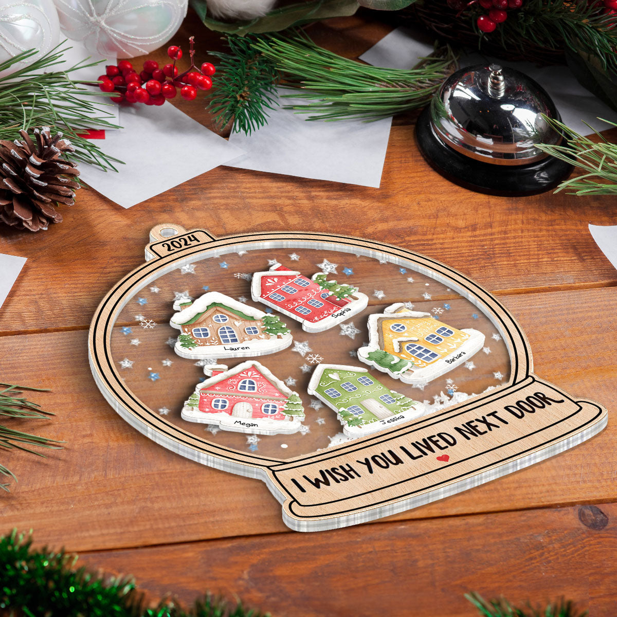 Wish You Lived Next Door Besties Friends Sisters Personalized Shaker Ornament