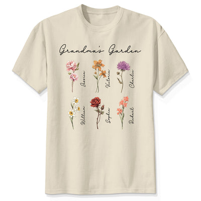 Grandma Mom Garden Vintage Birth Month Flowers Mother‘s Day Gift Personalized Shirt