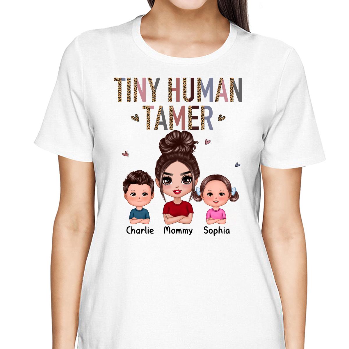 Tiny Human Tamer Doll Mother Kids Leopard Pattern Funny Personalized Shirt