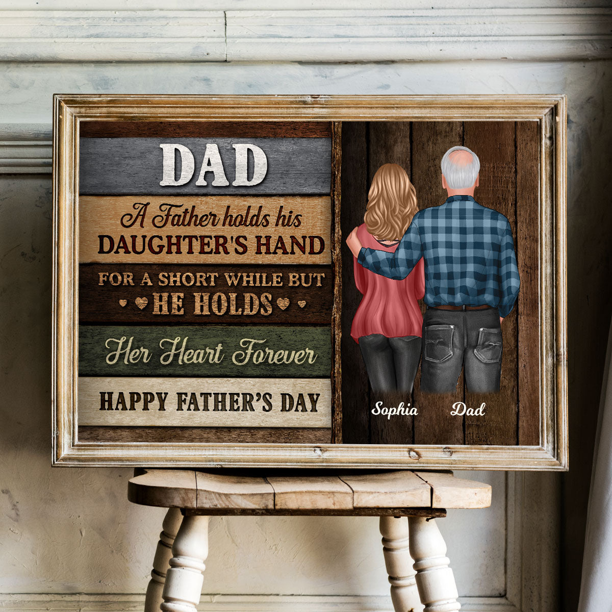Colored Wood Pallets Texture To Dad From Daughter Son Personalized Poster| Heartfelt Father's Day Gift For Dad