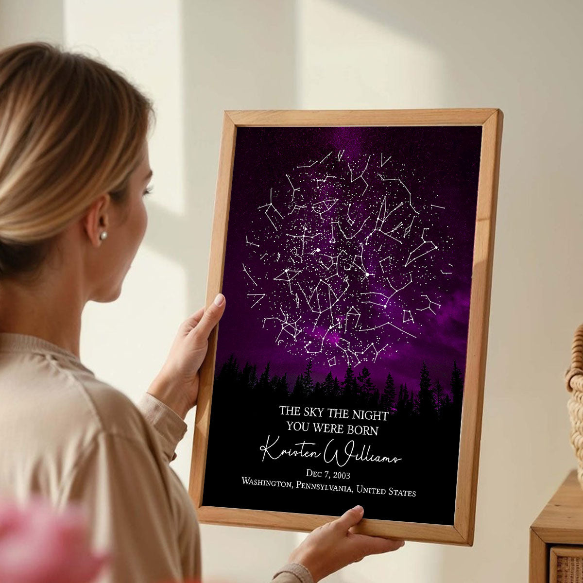 The Stars on the Night You Were Born Custom Star Map, Heartfelt Gift for Husband, Wife, Daughter, Son, Granddaughter, Grandson, Birthday Gift