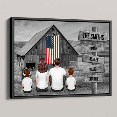 American Barn Family Personalized Poster, 4th Of July Gift