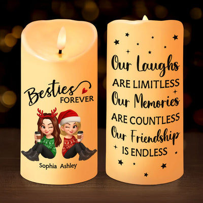 Christmas Besties Forever Personalized LED Candle, Christmas Gift