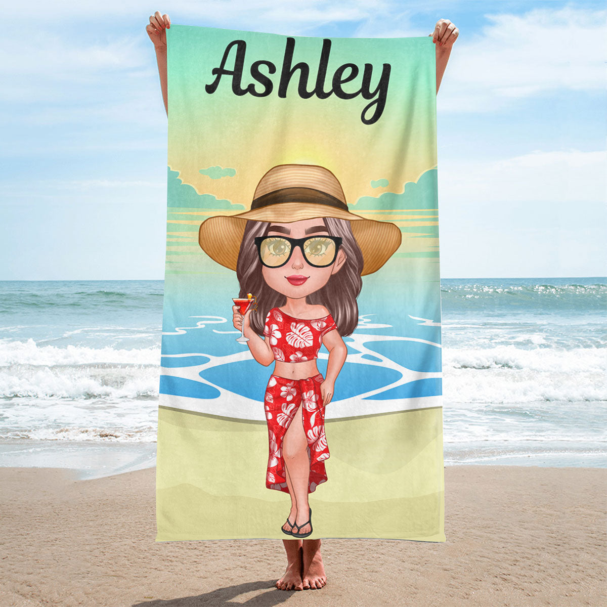 Besties Sisters New Face Doll Girl Standing Summer Personalized Beach Towel
