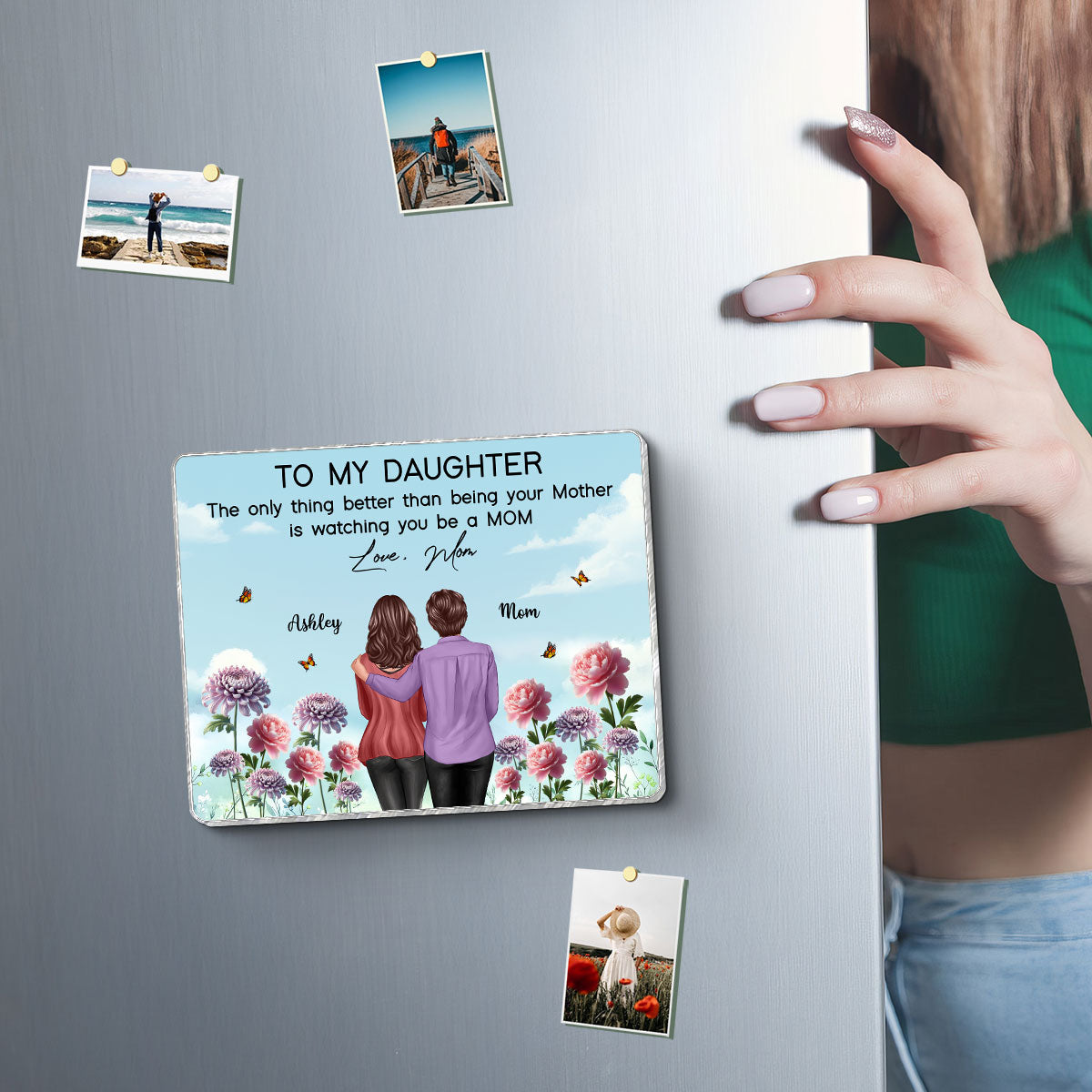 To My Daughter From Mom Happy Mother's Day Birth Flower Personalized Acrylic Fridge Magnet, Gift For Daughter