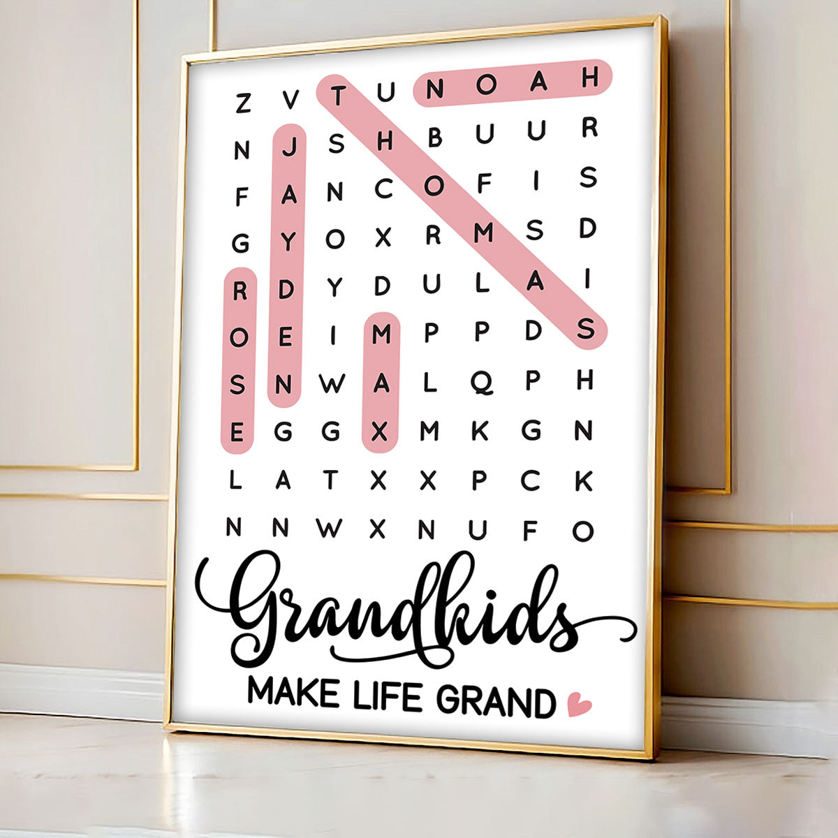 Grandkids Make Life Grand Word Search - Personalized Poster - Mother's Day Gift For Grandma