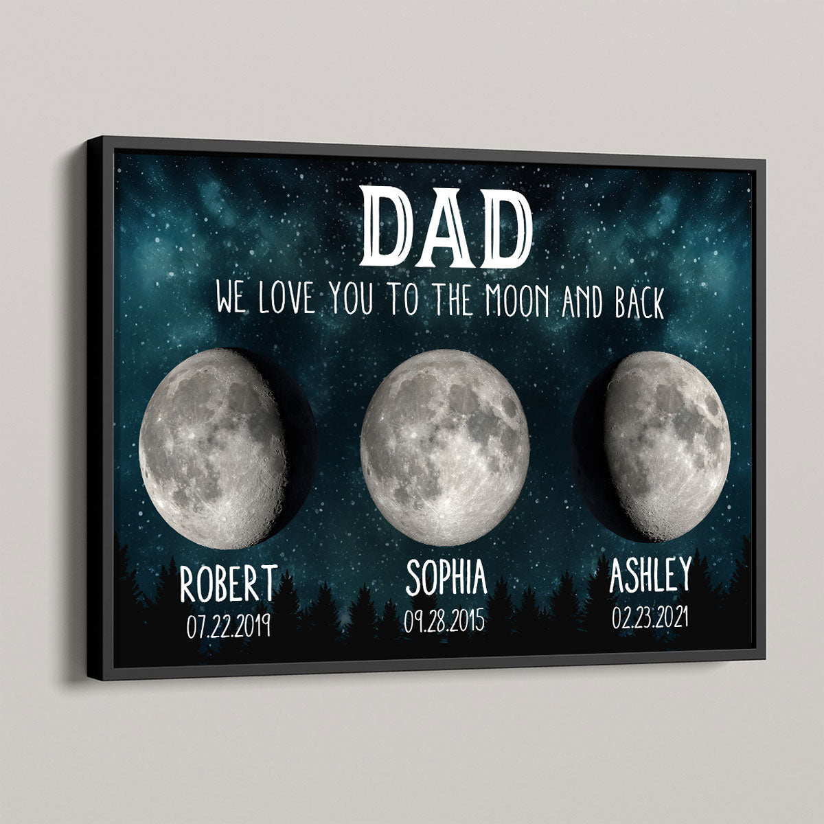 Dad We Love You To The Moon And Back Custom Birth Moon Phase Personalized Poster, Father's Day Gift, Birthday Gift For Dad, Husband