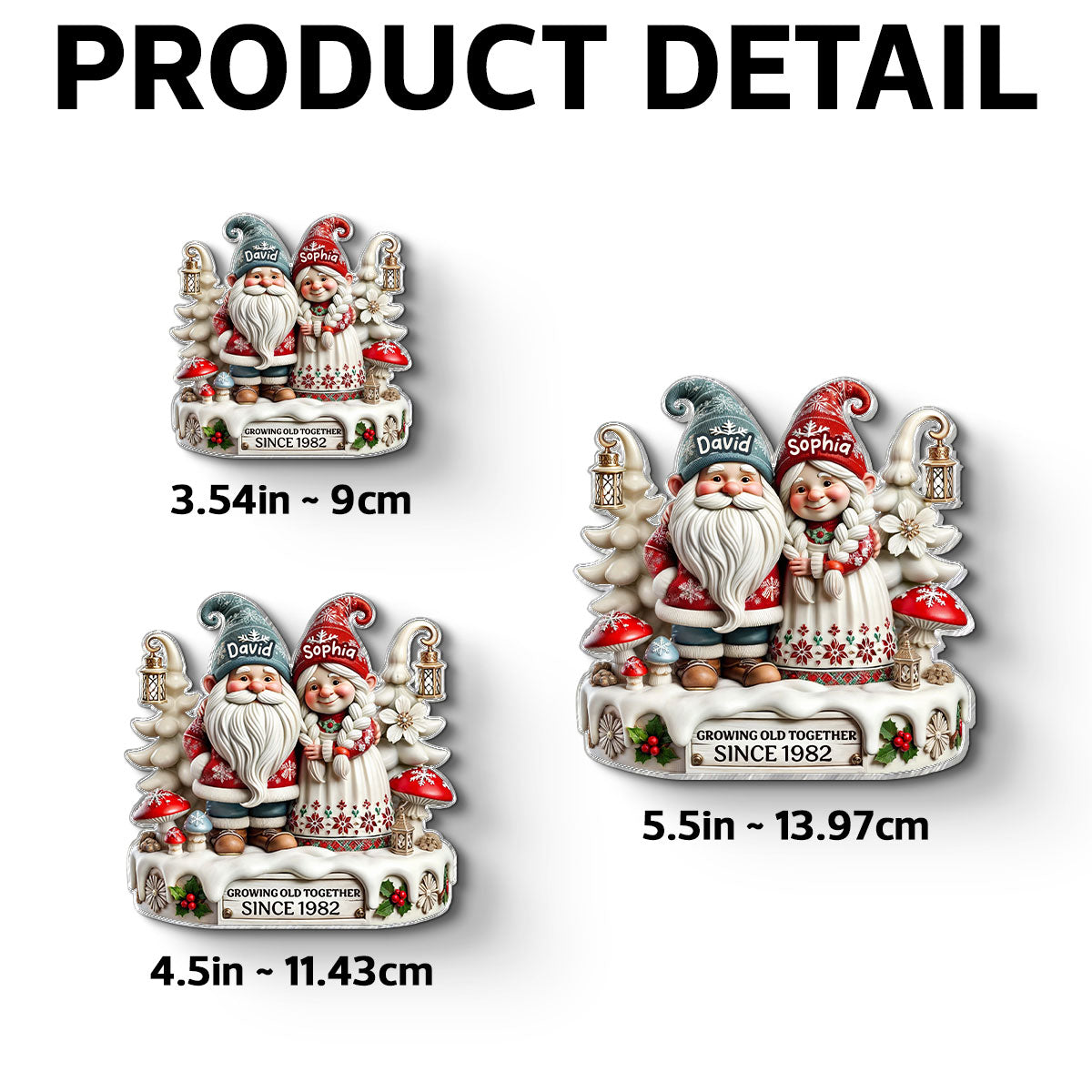 3D Effect Gnome Couple Together Personalized Acrylic Fridge Magnet, 2025 Heartfelt  Gift, Anniversary Gift For Couple, For Him, For Her, Husband, Wife