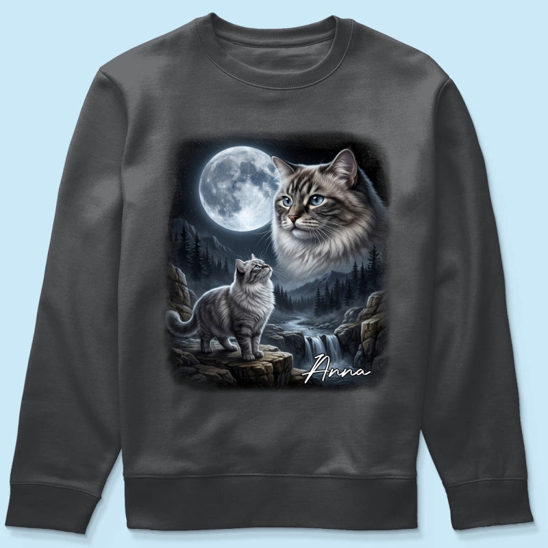 Cat Howling to the Moon Custom Pet Photo - Personalized Shirt - Halloween Gift for Cat Lovers