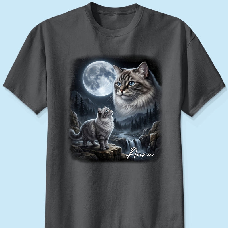 Cat Howling to the Moon Custom Pet Photo - Personalized Shirt - Halloween Gift for Cat Lovers