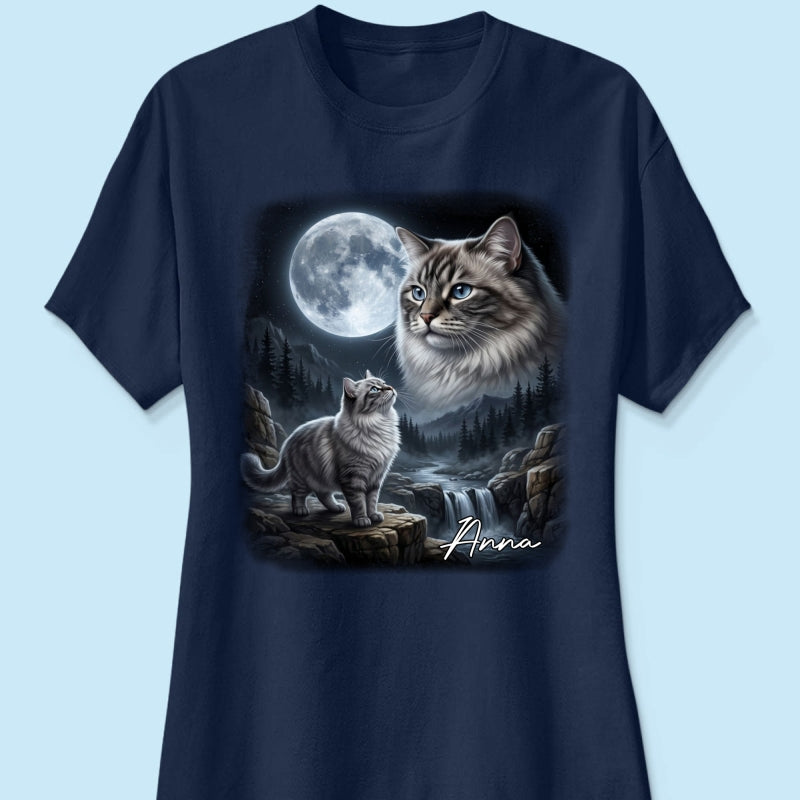 Cat Howling to the Moon Custom Pet Photo - Personalized Shirt - Halloween Gift for Cat Lovers