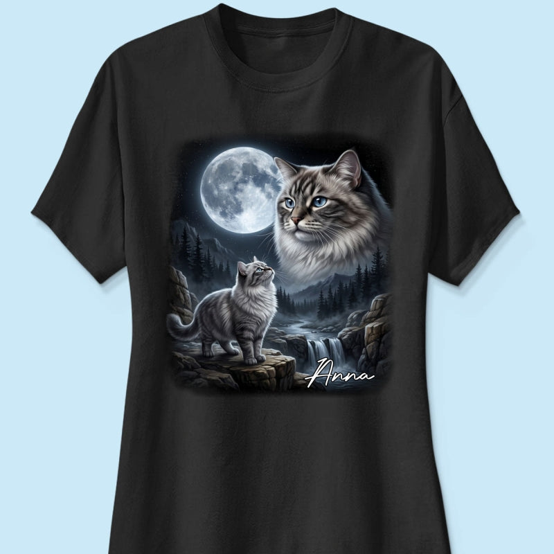 Cat Howling to the Moon Custom Pet Photo - Personalized Shirt - Halloween Gift for Cat Lovers
