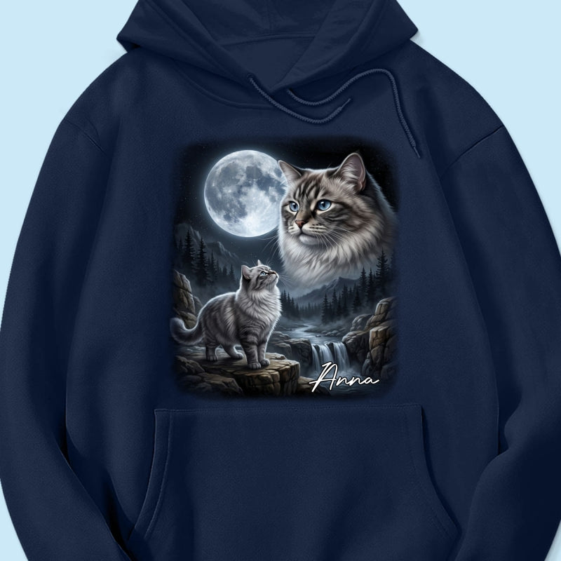 Cat Howling to the Moon Custom Pet Photo - Personalized Shirt - Halloween Gift for Cat Lovers