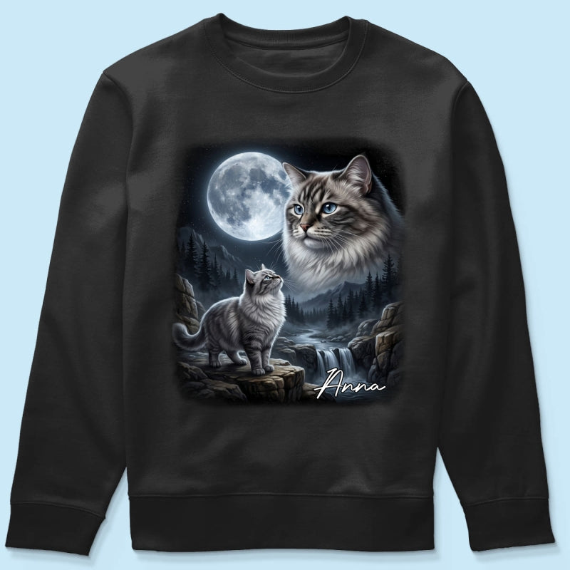 Cat Howling to the Moon Custom Pet Photo - Personalized Shirt - Halloween Gift for Cat Lovers
