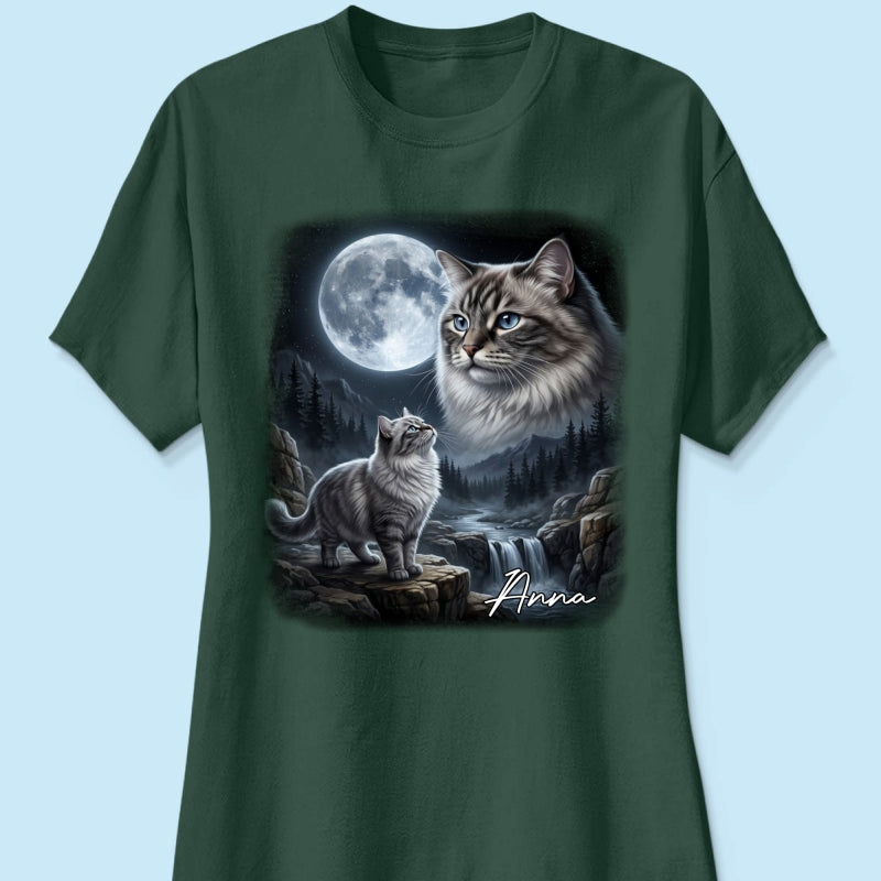 Cat Howling to the Moon Custom Pet Photo - Personalized Shirt - Halloween Gift for Cat Lovers