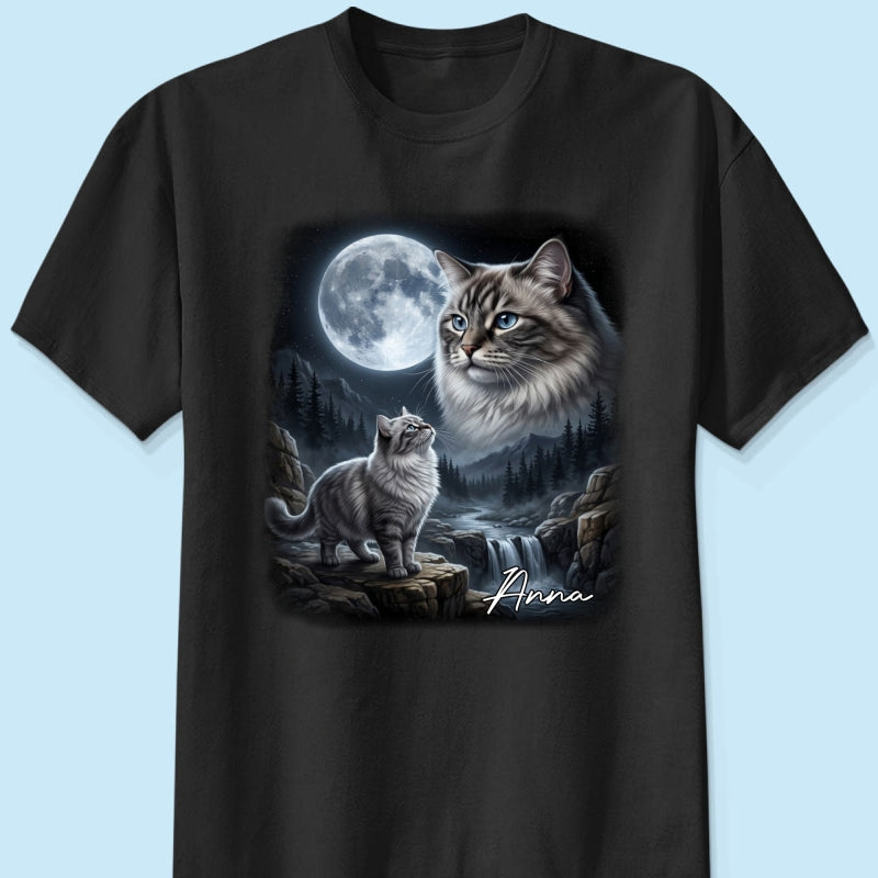 Cat Howling to the Moon Custom Pet Photo - Personalized Shirt - Halloween Gift for Cat Lovers