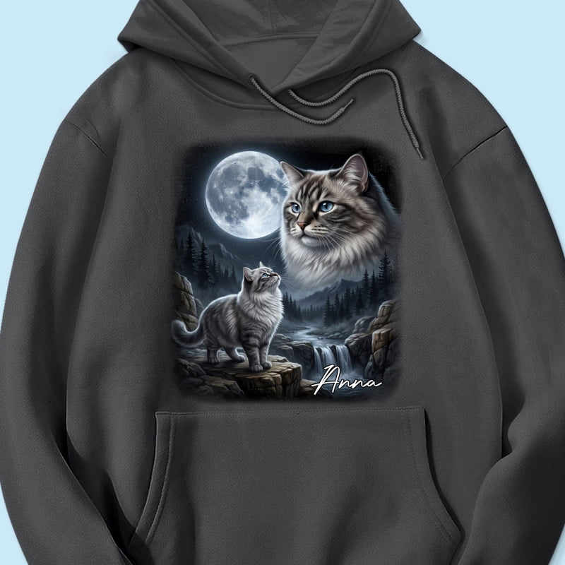 Cat Howling to the Moon Custom Pet Photo - Personalized Shirt - Halloween Gift for Cat Lovers