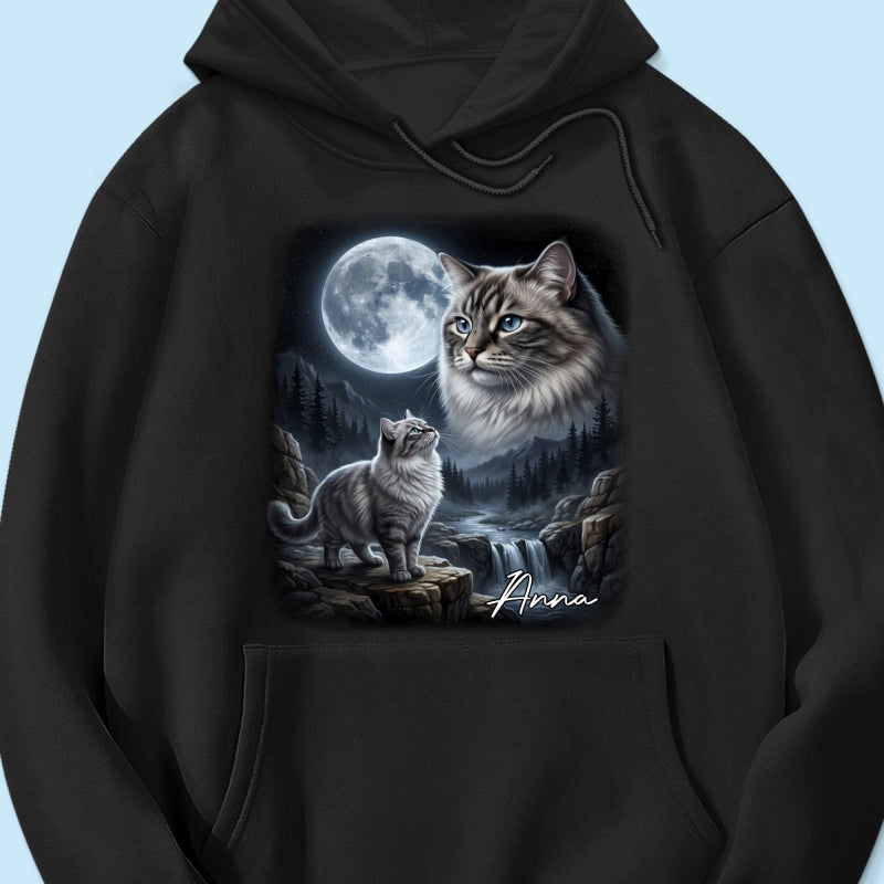 Cat Howling to the Moon Custom Pet Photo - Personalized Shirt - Halloween Gift for Cat Lovers