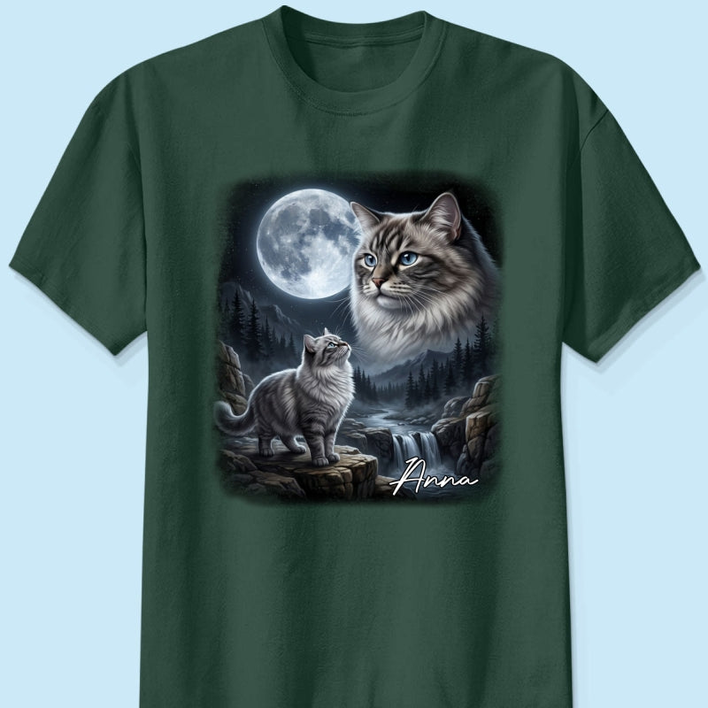 Cat Howling to the Moon Custom Pet Photo - Personalized Shirt - Halloween Gift for Cat Lovers