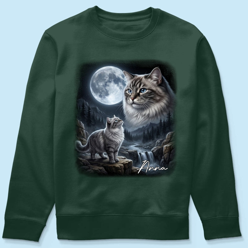 Cat Howling to the Moon Custom Pet Photo - Personalized Shirt - Halloween Gift for Cat Lovers