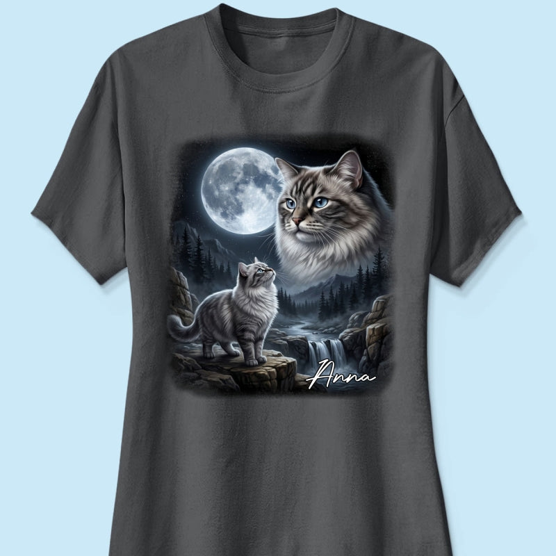 Cat Howling to the Moon Custom Pet Photo - Personalized Shirt - Halloween Gift for Cat Lovers