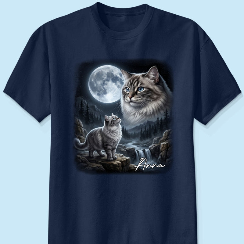 Cat Howling to the Moon Custom Pet Photo - Personalized Shirt - Halloween Gift for Cat Lovers