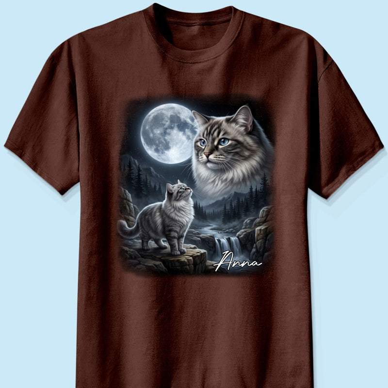Cat Howling to the Moon Custom Pet Photo - Personalized Shirt - Halloween Gift for Cat Lovers