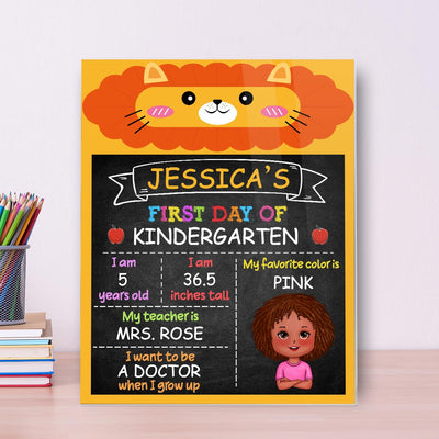Lion Elephant Cute Kid First Day Of School Personalized Reusable Board Sign, Back To School Gift