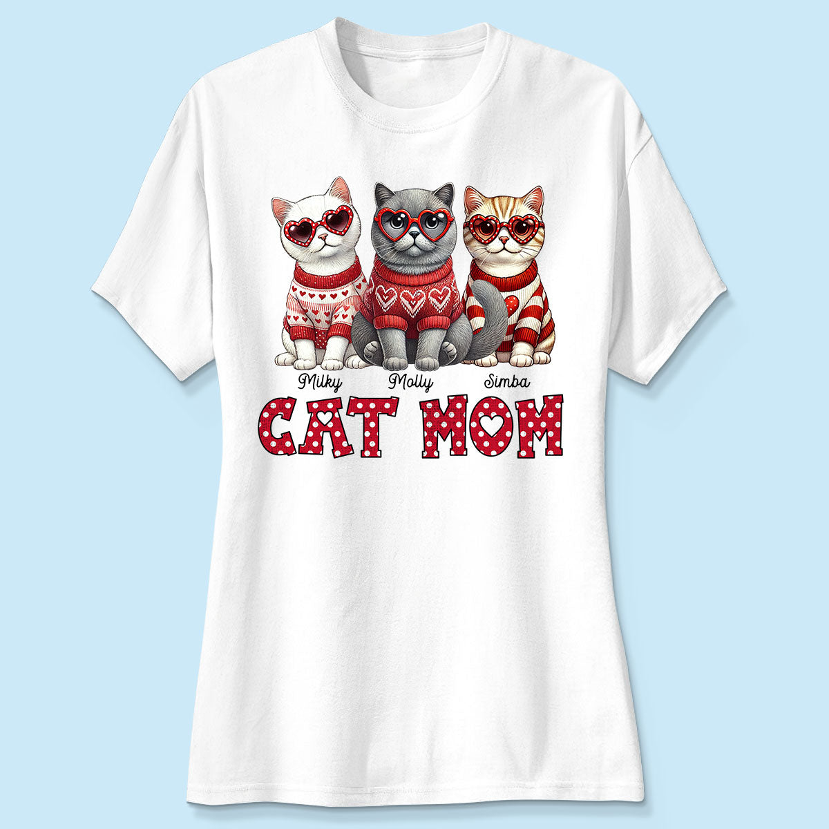 Cat Mom  Pattern Personalized Shirt,  Gift for Cat Moms