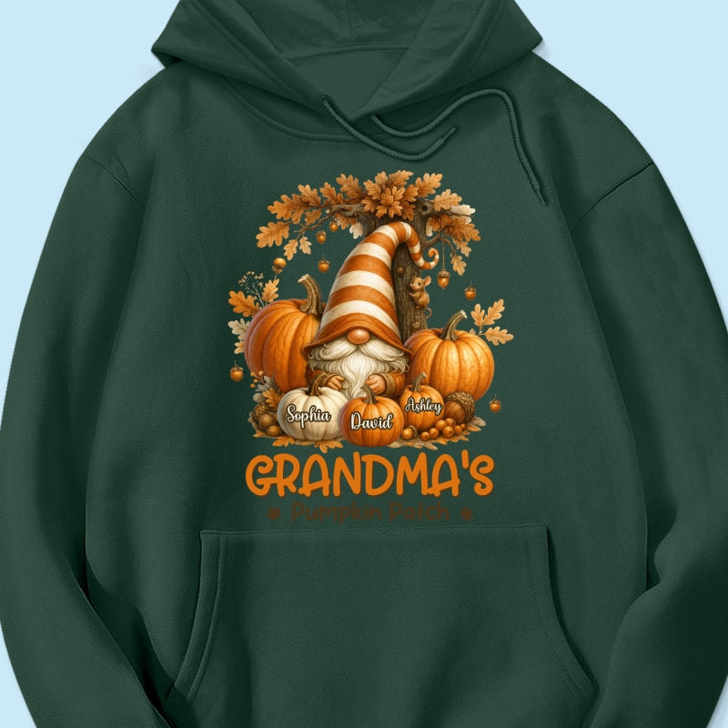 Gnome Grandma's Pumpkin Patch Personalized Fall Sweatshirt, Cozy Fall Sweatshirt for Grandma