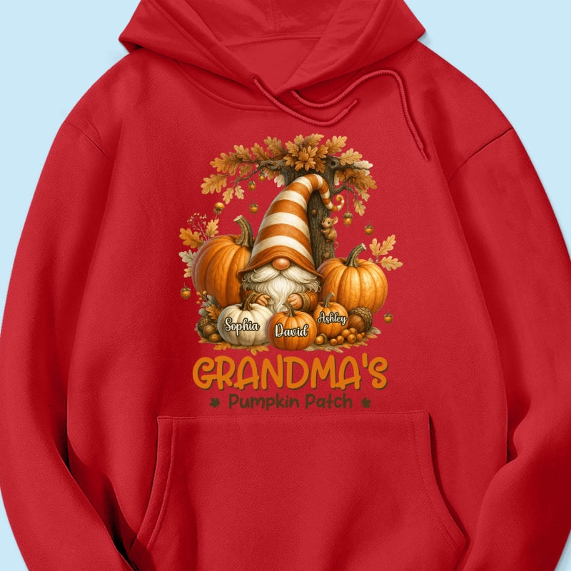Gnome Grandma's Pumpkin Patch Personalized Fall Sweatshirt, Cozy Fall Sweatshirt for Grandma