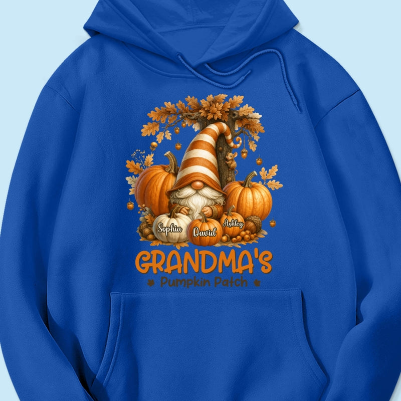 Gnome Grandma's Pumpkin Patch Personalized Fall Sweatshirt, Cozy Fall Sweatshirt for Grandma