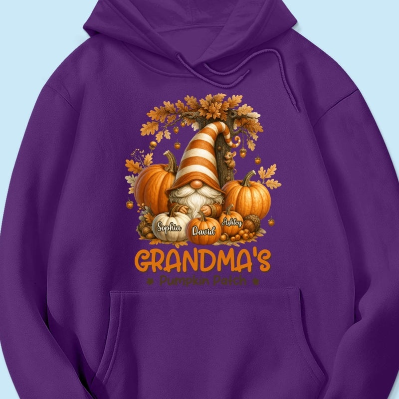 Gnome Grandma's Pumpkin Patch Personalized Fall Sweatshirt, Cozy Fall Sweatshirt for Grandma