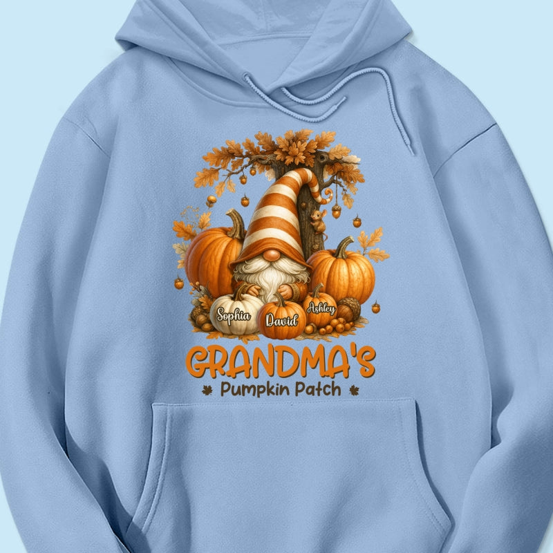 Gnome Grandma's Pumpkin Patch Personalized Fall Sweatshirt, Cozy Fall Sweatshirt for Grandma