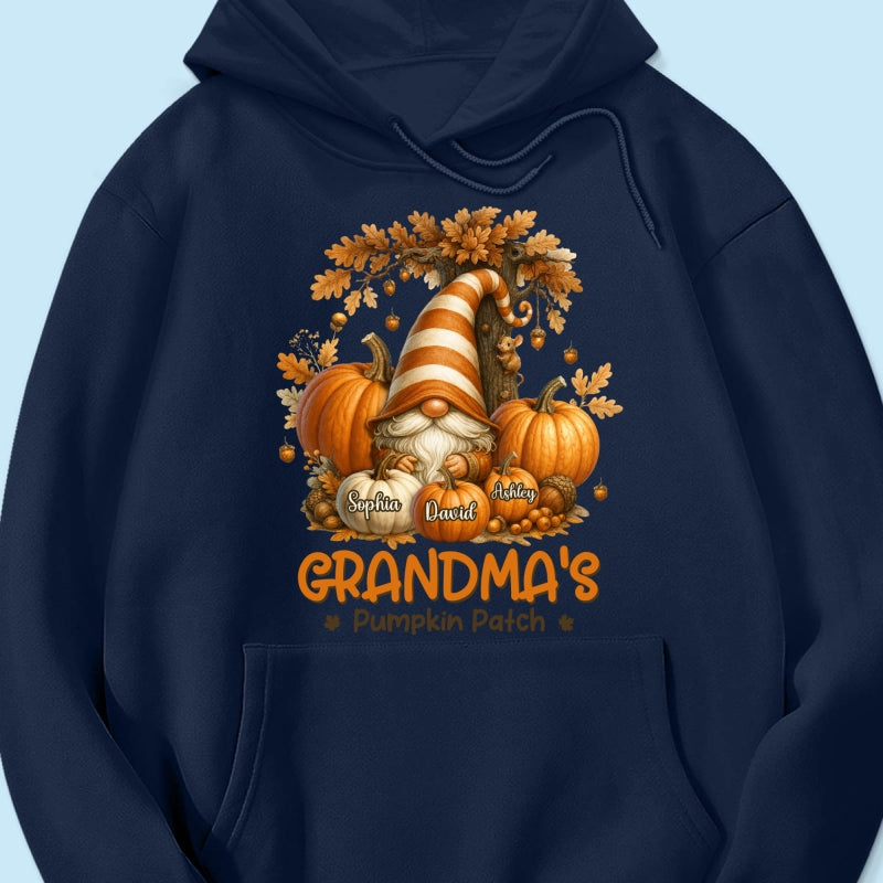 Gnome Grandma's Pumpkin Patch Personalized Fall Sweatshirt, Cozy Fall Sweatshirt for Grandma