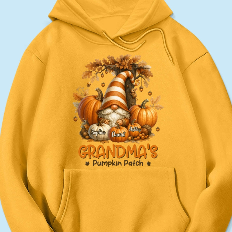 Gnome Grandma's Pumpkin Patch Personalized Fall Sweatshirt, Cozy Fall Sweatshirt for Grandma