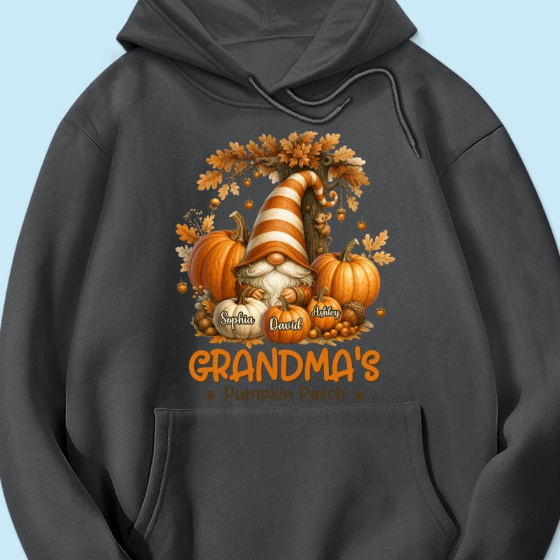 Gnome Grandma's Pumpkin Patch Personalized Fall Sweatshirt, Cozy Fall Sweatshirt for Grandma