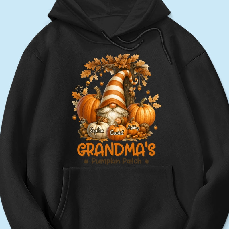 Gnome Grandma's Pumpkin Patch Personalized Fall Sweatshirt, Cozy Fall Sweatshirt for Grandma