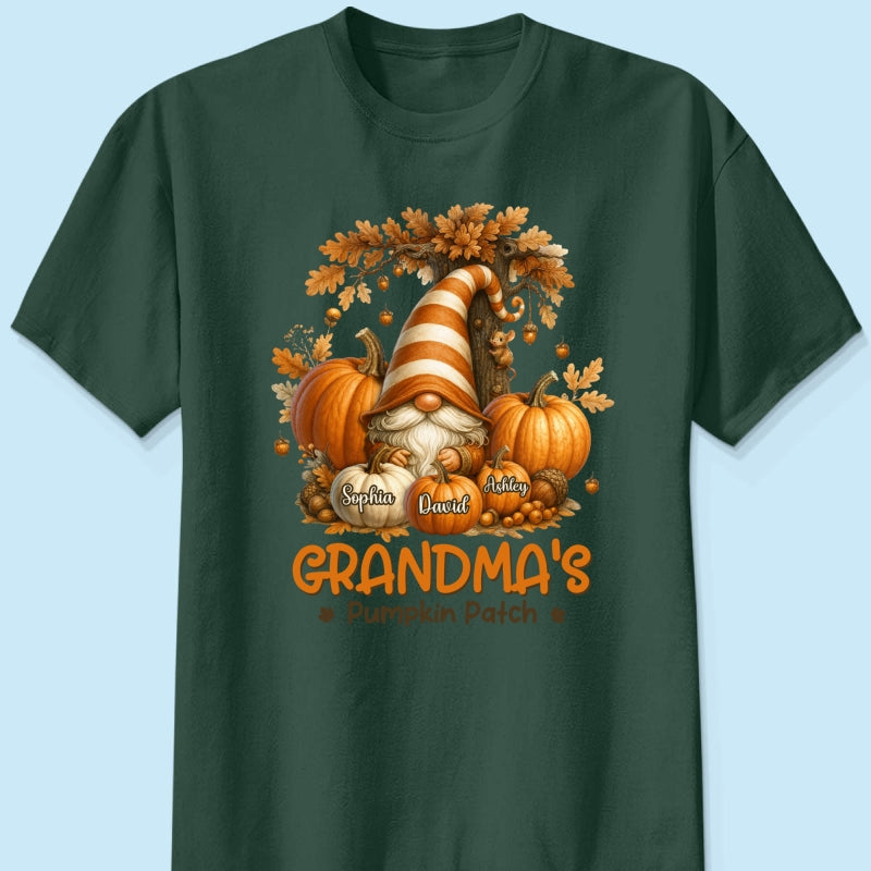 Gnome Grandma's Pumpkin Patch Personalized Fall Sweatshirt, Cozy Fall Sweatshirt for Grandma