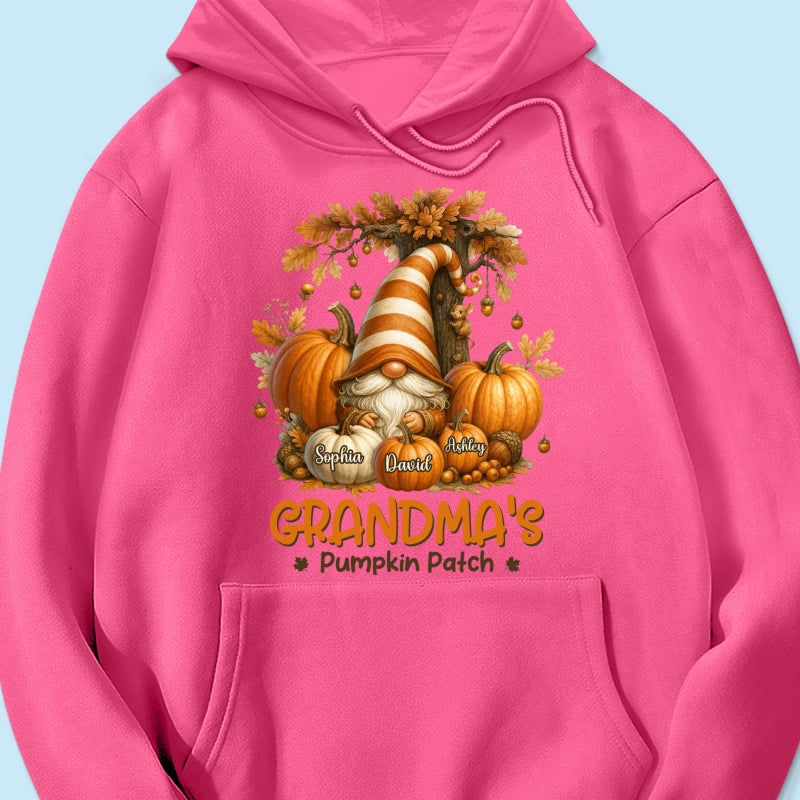 Gnome Grandma's Pumpkin Patch Personalized Fall Sweatshirt, Cozy Fall Sweatshirt for Grandma