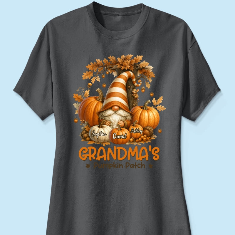 Gnome Grandma's Pumpkin Patch Personalized Fall Sweatshirt, Cozy Fall Sweatshirt for Grandma