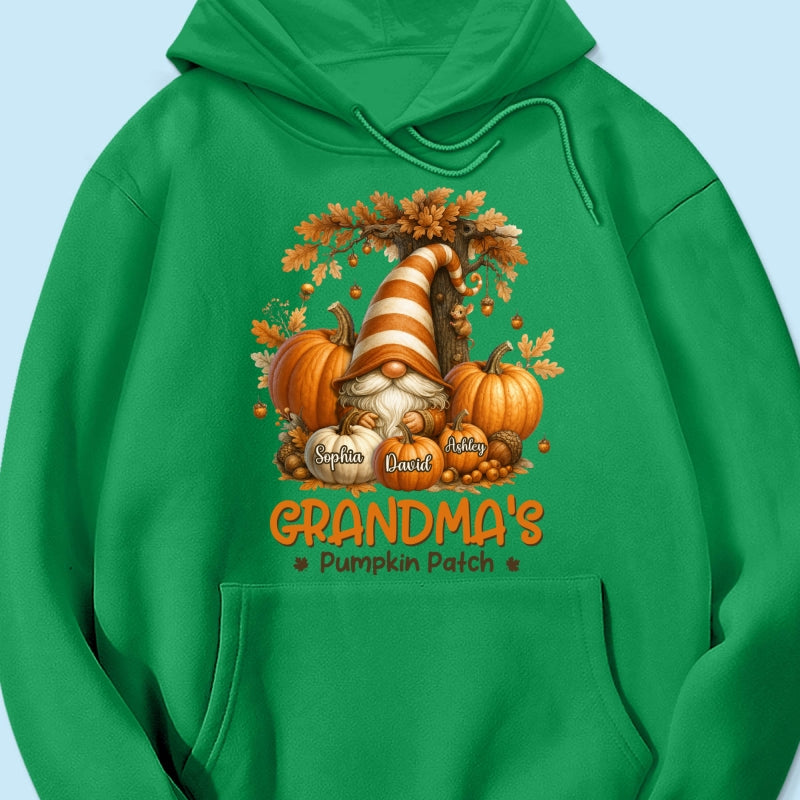 Gnome Grandma's Pumpkin Patch Personalized Fall Sweatshirt, Cozy Fall Sweatshirt for Grandma